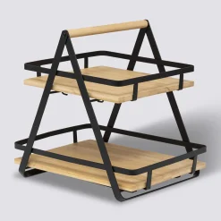 Etagère 2 niveaux avec anse, Bambou
