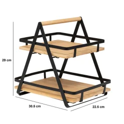 Etagère 2 niveaux avec anse, Bambou
