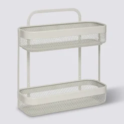 Etagère 2 niveaux en métal, Beige