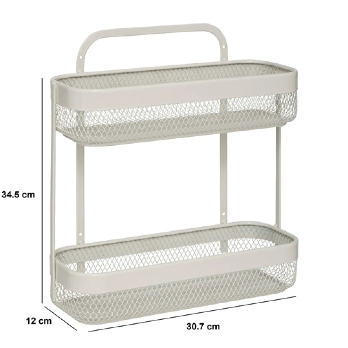 Etagère 2 niveaux en métal, Beige