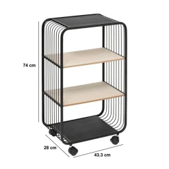 Etagère 3 niveaux, Métal et bois, Beige