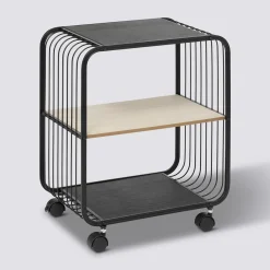 Etagère 2 niveaux, métal et bois, Noir