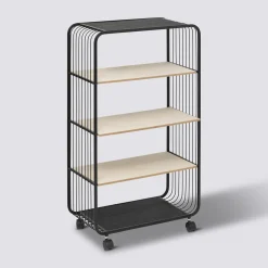 Etagère 4 niveaux, métal et bois, Noir