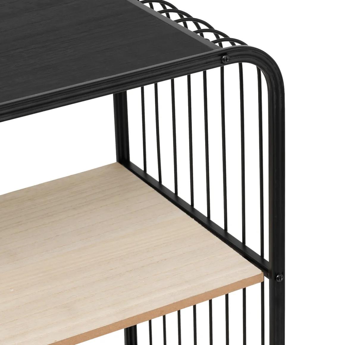 Etagère 4 niveaux, métal et bois, Noir
