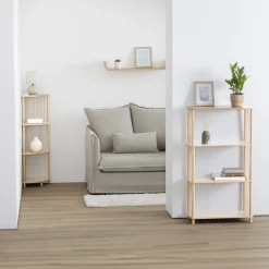 Etagère d'angle 4 niveaux, Effet bois clair