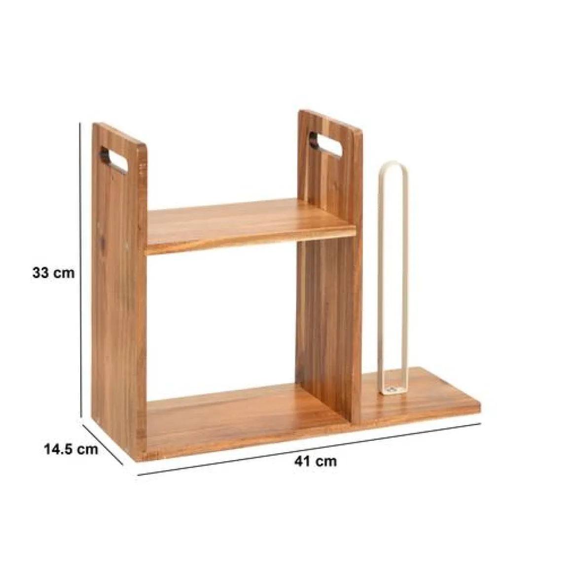 Etagère et porte-rouleau, 2 niveaux, marron