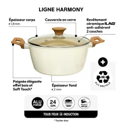 Faitout aluminium forgé beige, 24cm