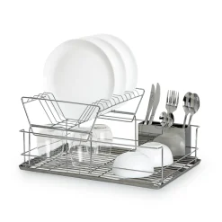 Égouttoir acier 2 niveaux avec plateau, Inox