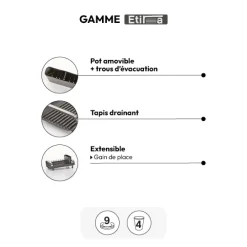 Égouttoir extensible 9 assiettes, Gris