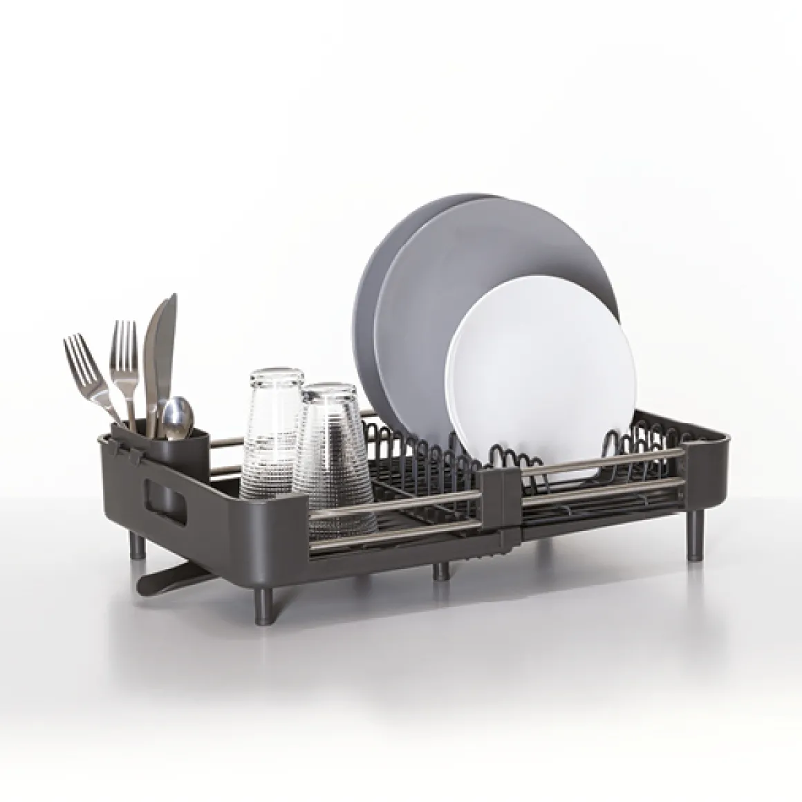 Égouttoir extensible 12 assiettes, Gris