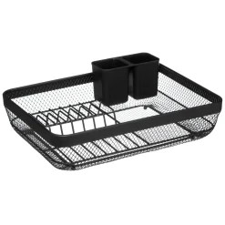 Égouttoir métal avec plateau, Noir
