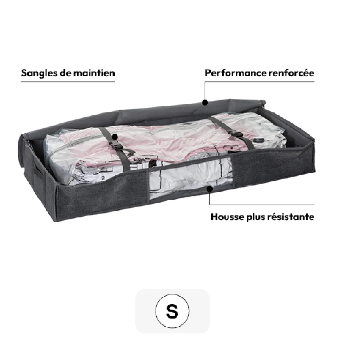 Housse rangement sous vide lit 100x45x15cm