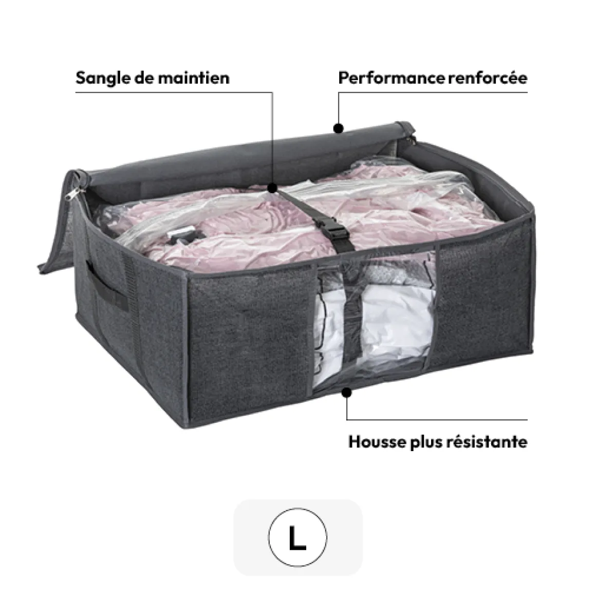 Housse rangement sous vide 60x45x25cm