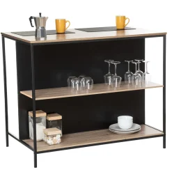 Ilot de bar avec rangement, Effet chêne naturel