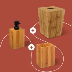 Kit accessoires de salle de bain, bambou