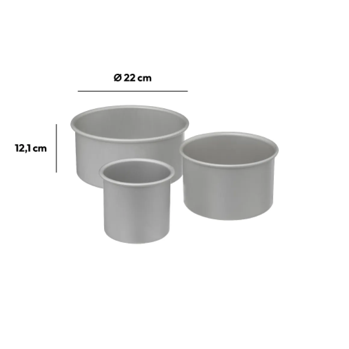 Lot 3 moules à gâteaux bord haut, Aluminium