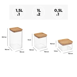 Lot de 4 bocaux de conservation hermétiques 0,5L à 1,5L