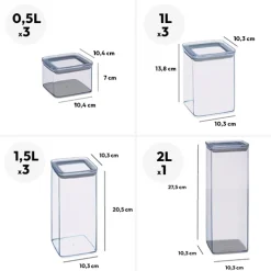Lot de 8 bocaux de conservation hermétiques 0,5L à 2L