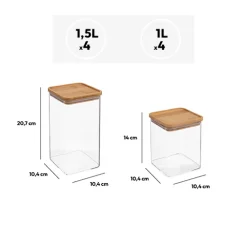 Lot de 8 bocaux de conservation hermétiques 1L et 1,5L
