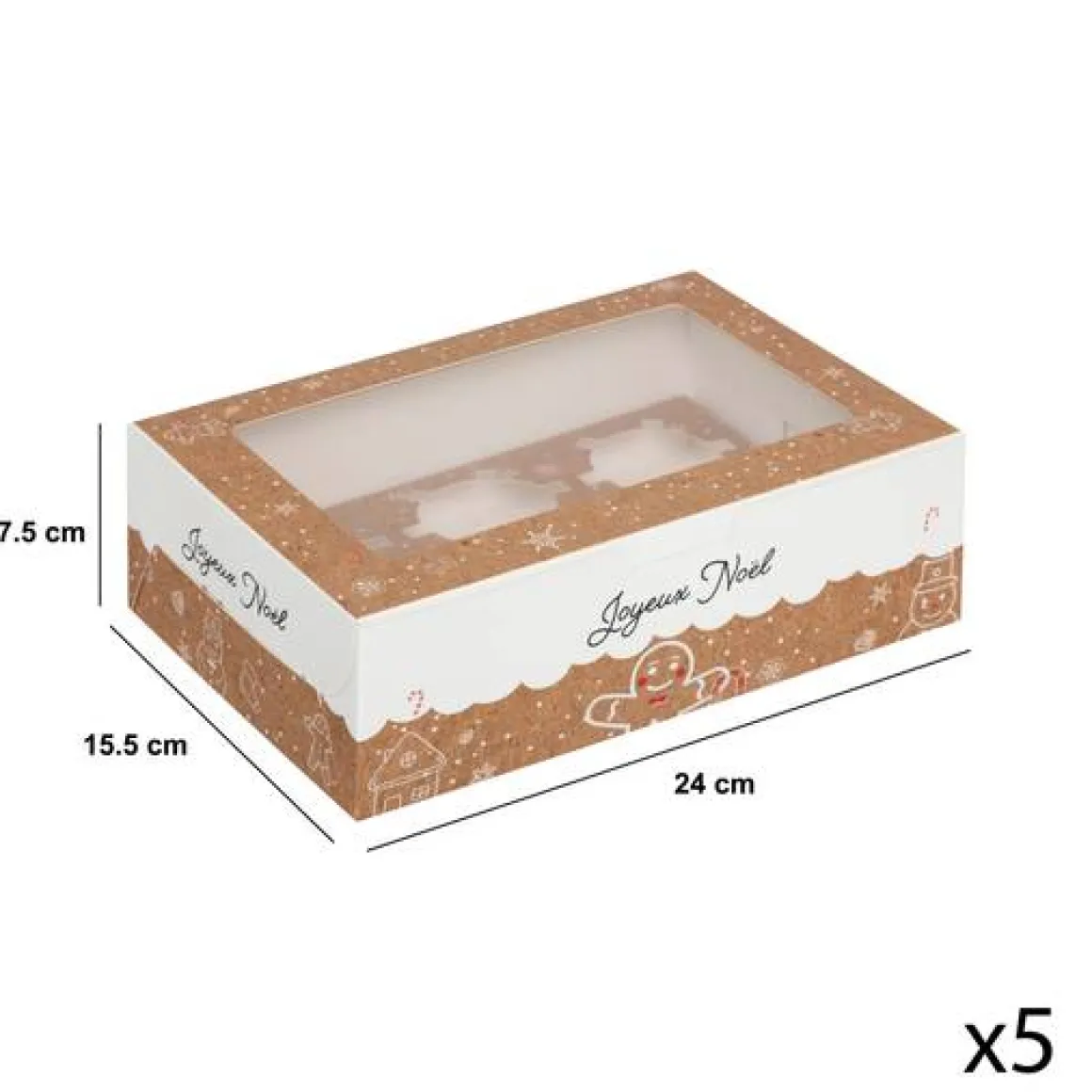 Lot de 5 boîtes à cupcakes, Beige