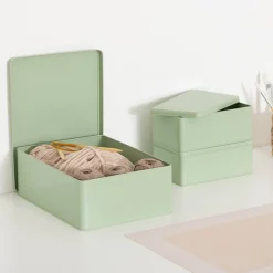 Lot de 3 boîtes de rangement, L.31/20,5 cm, Vert Clair