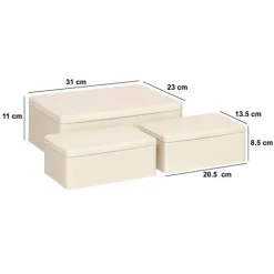 Lot de 3 boîtes de rangement, L.31/20,5 cm, Argile