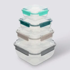 Lot de 4 boîtes en plastique carré