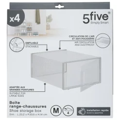 Lot de 4 boîtes range-chaussures plastique, M