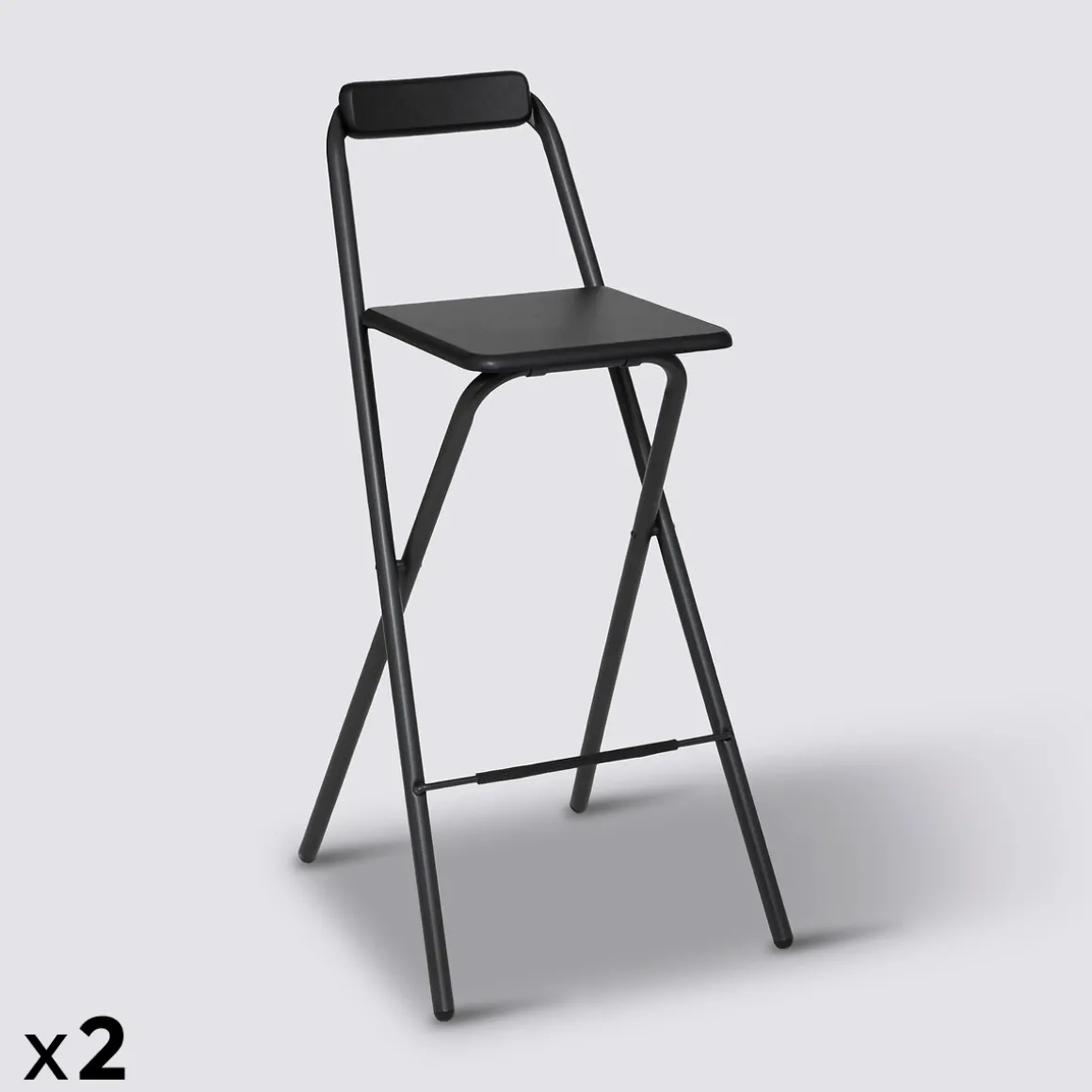 Lot de 2 chaises de bar pliantes, Noir