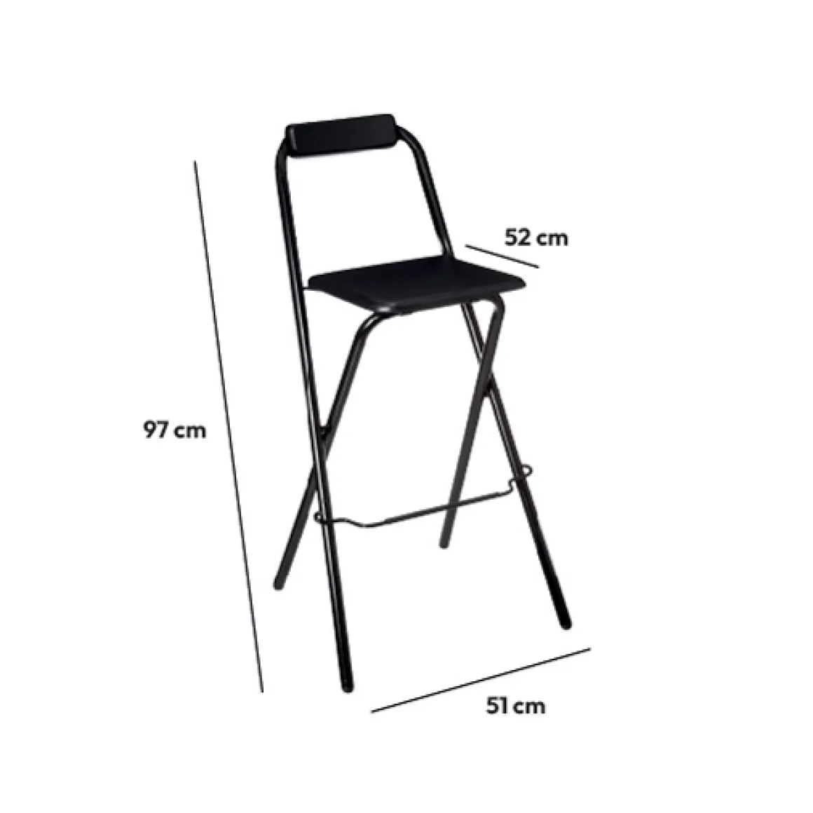 Lot de 2 chaises de bar pliantes, Noir