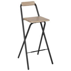 Lot de 2 chaises de bar pliantes, Effet chêne naturel