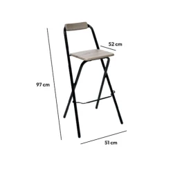 Lot de 2 chaises de bar pliantes, Effet chêne naturel