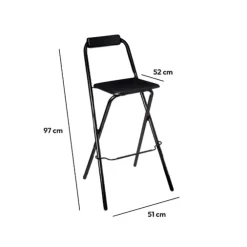 Lot de 4 chaises de bar pliantes, Noir