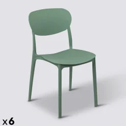 Lot de 6 chaises empilables plastique, Vert
