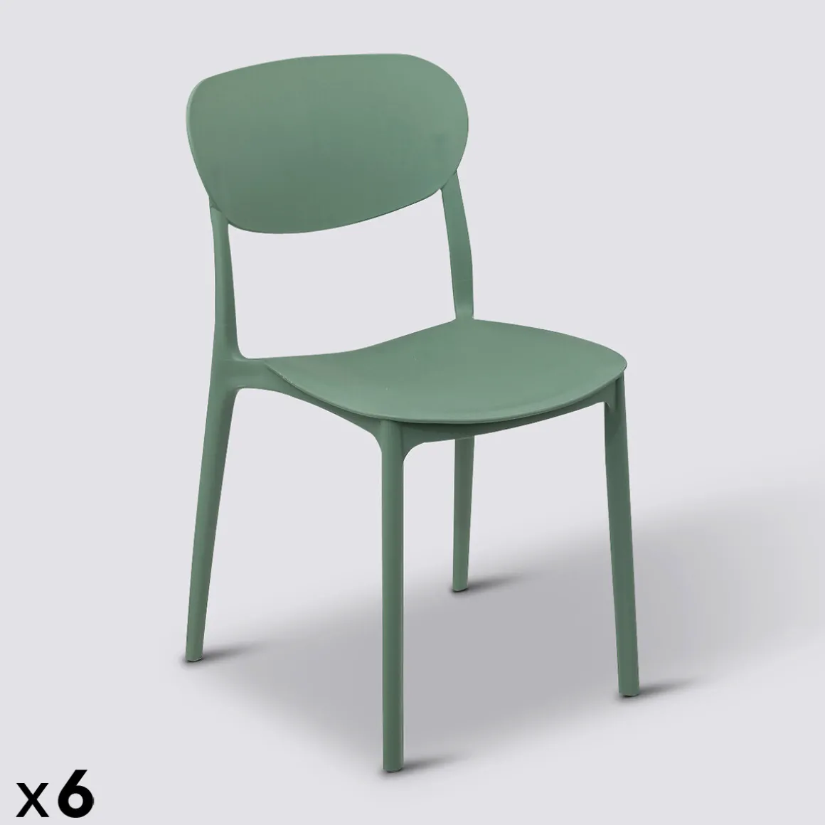 Lot de 6 chaises empilables plastique, Vert