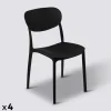 Lot de 4 chaises empilables plastique, Noir