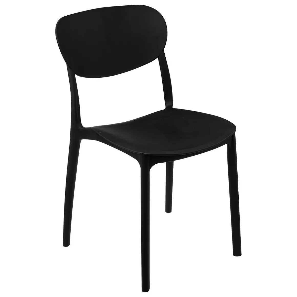Lot de 4 chaises empilables plastique, Noir