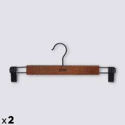 Lot de 2 cintres à pinces, Bois foncé