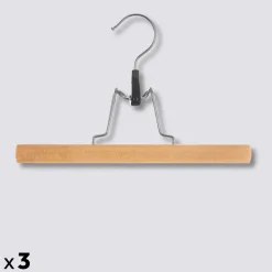 Lot de 3 cintres à pinces bois