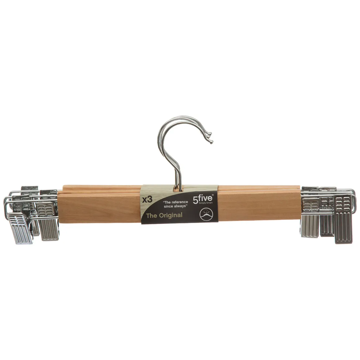 Lot de 3 cintres à pinces métal/bois