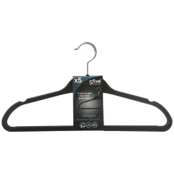 Lot de 5 cintres antidérapant, Plastique noir