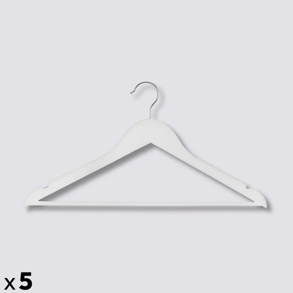 Lot de 5 cintres en bois, Blanc