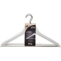 Lot de 5 cintres en bois, Blanc