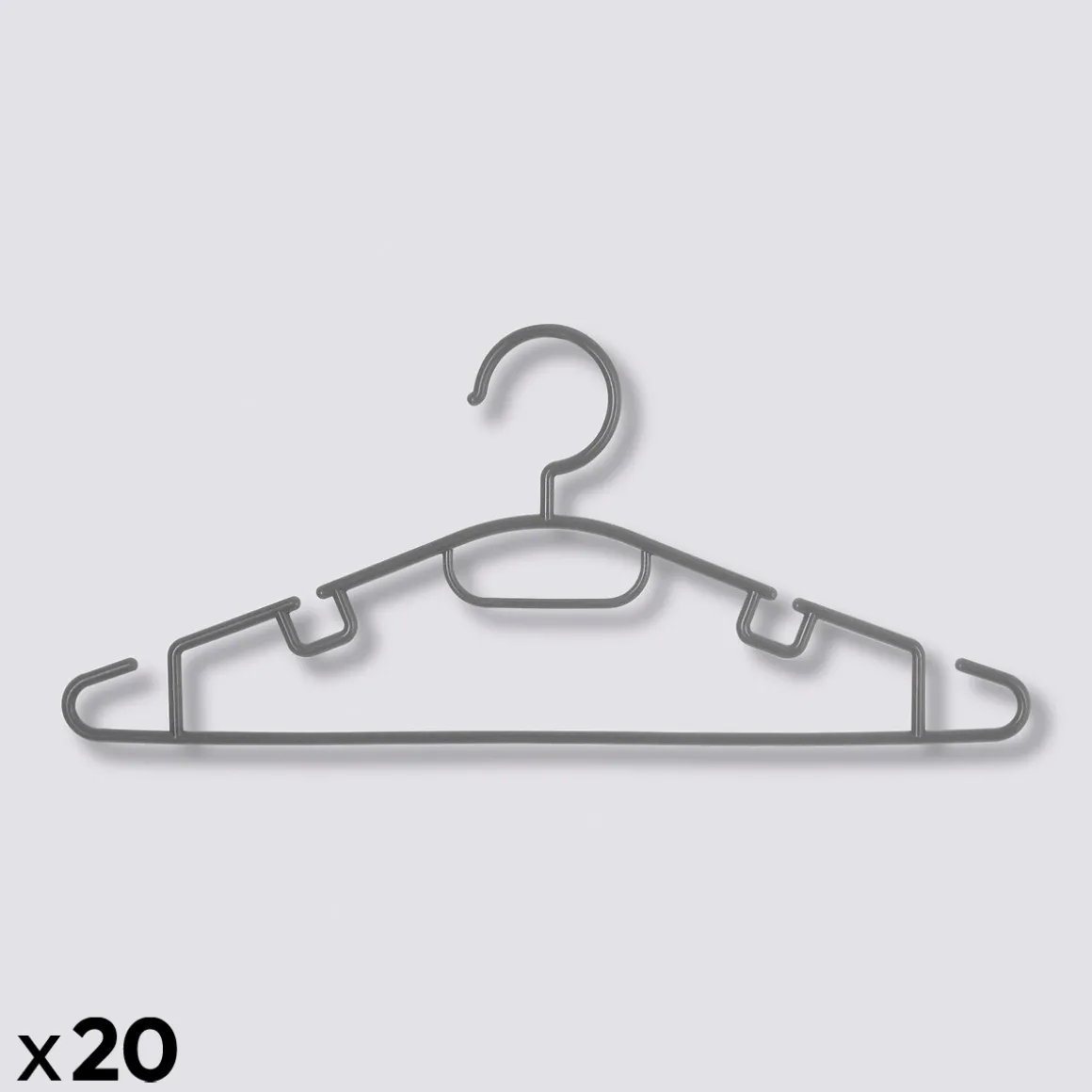 Lot de 20 cintres en plastique, Gris