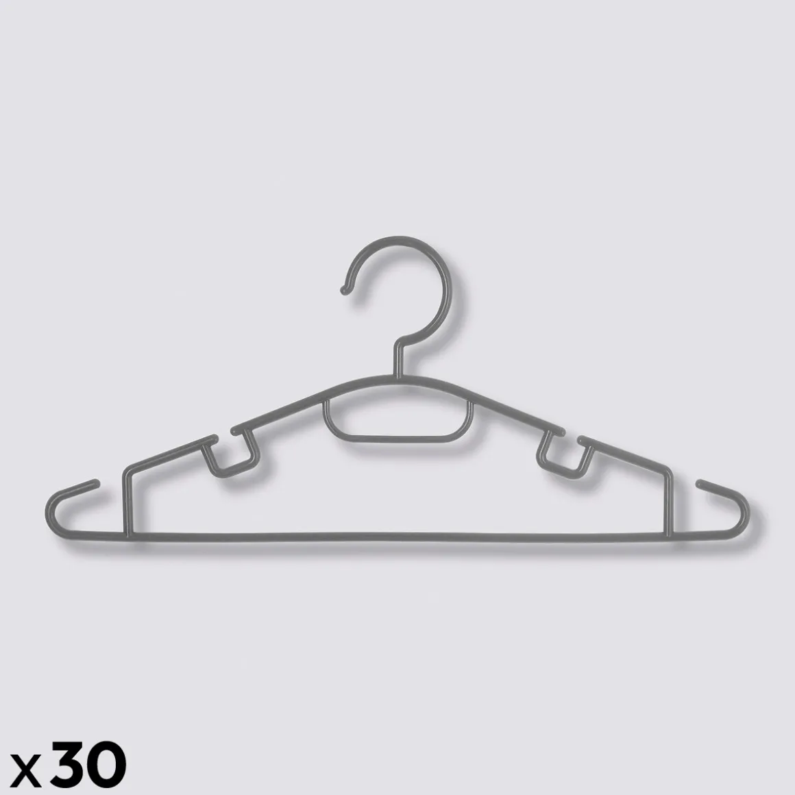 Lot de 30 cintres en plastique, Gris
