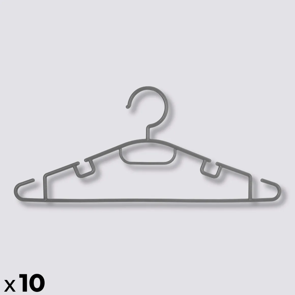 Lot de 10 cintres en plastique, Gris