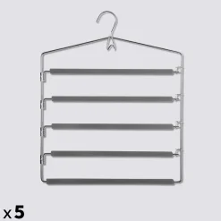 Lot de 5 cintres pantalons en métal