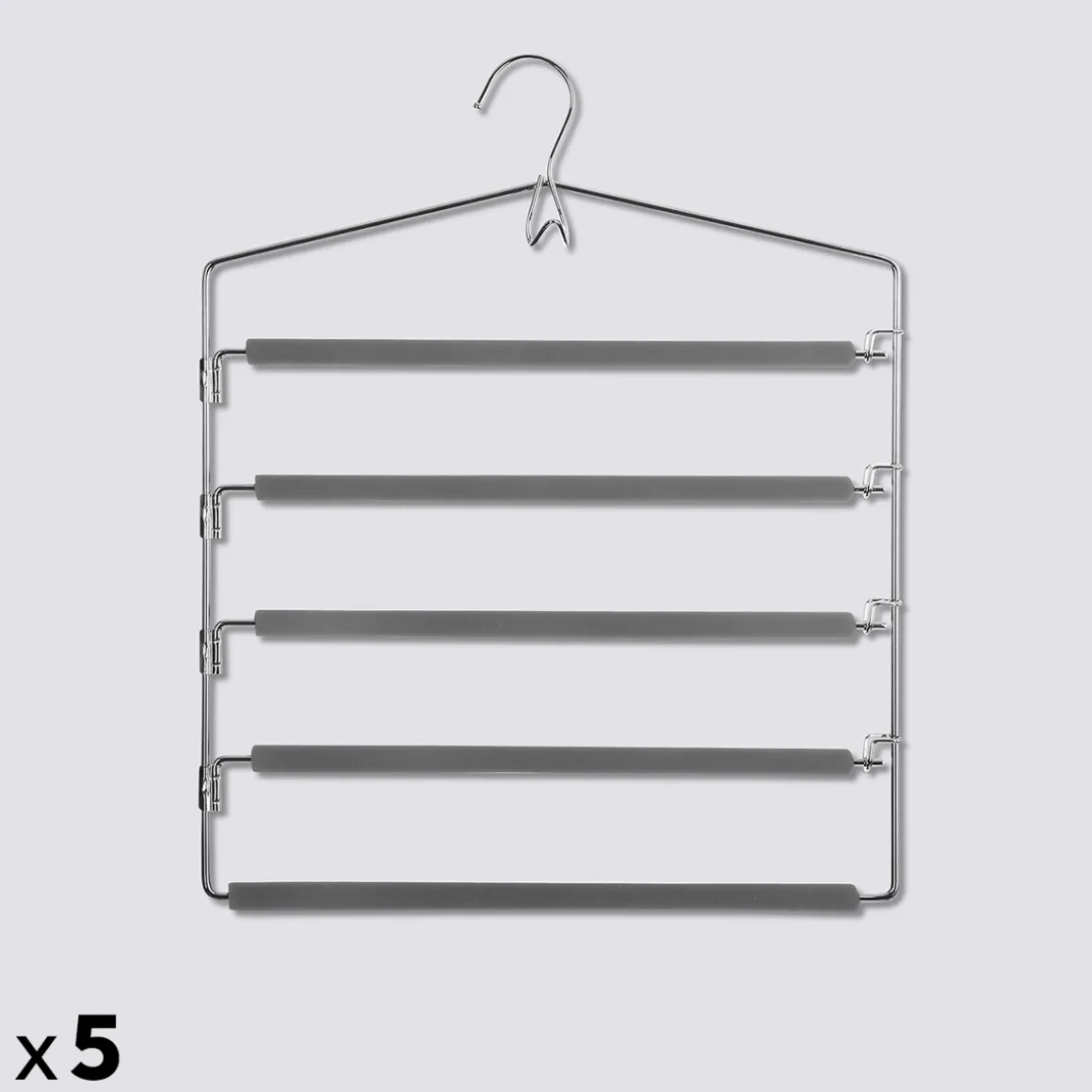Lot de 5 cintres pantalons en métal