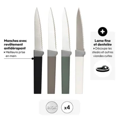 Lot de 4 couteaux à steak manche antidérapant