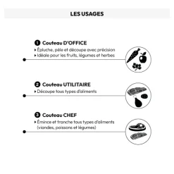 Lot de 4 couteaux en céramique, Gris